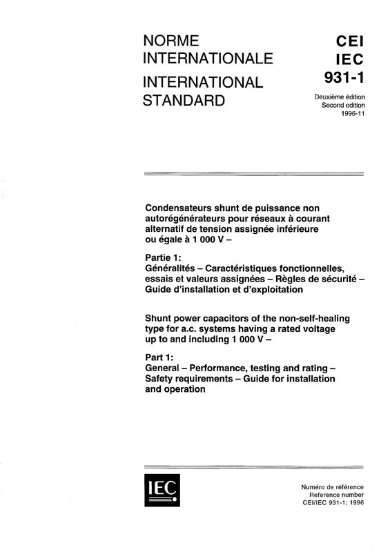 Cover IEC 60931-1:1996